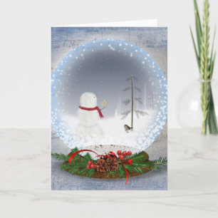 Tarjeta Festiva Globo de nieve por la paz en la Tierra