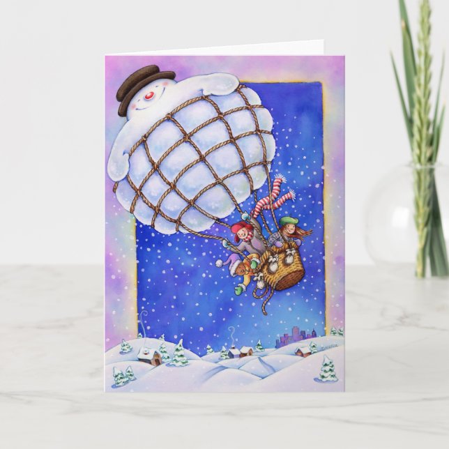 Tarjeta Festiva Globo de Snowman (Anverso)