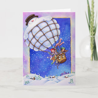 Tarjeta Festiva Globo de Snowman