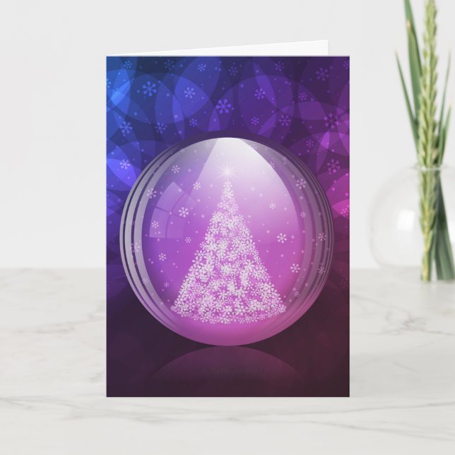 Tarjeta Festiva Globo luminescente de la nieve (Anverso)