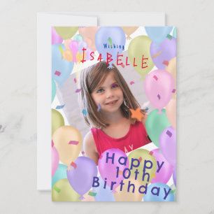 Tarjeta Festiva Globo pastel de cumpleaños 10