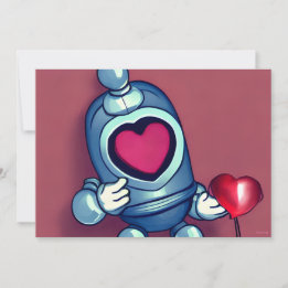 Tarjeta Festiva Globo Robot Valentine Heart