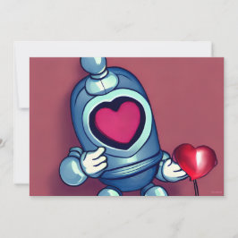 Tarjeta Festiva Globo Robot Valentine Heart