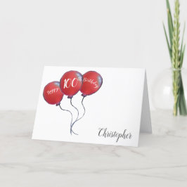 Tarjeta Festiva Globo rojo de 100 años