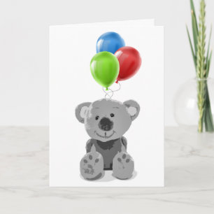 Tarjeta Festiva Globos de aniversario Romántico Cute Teddy Bear