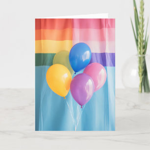 Tarjeta Festiva Globos de arcoiris bonitos