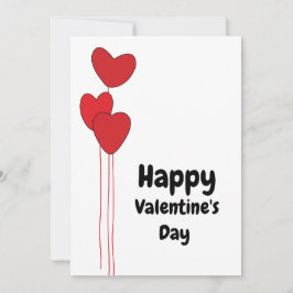 Tarjeta Festiva Globos de Corazón Rojo Feliz Día de San Valentín