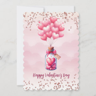 Tarjeta Festiva Globos del Día de San Valentín Feliz