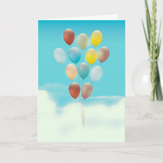 Tarjeta Festiva Globos flotantes vintage