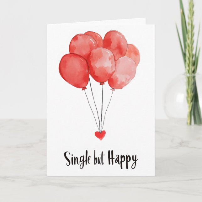 Tarjeta Festiva Globos rojos simples pero felices (Anverso)
