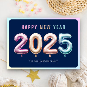 Tarjeta Festiva Globos Suaves de Pastel Lindos 2025 Azules Feliz A