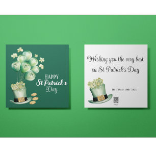 Tarjeta Festiva Globos y tréboles felices del día de San Patricio