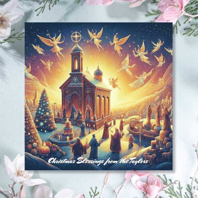 Tarjeta Festiva Gloria a Dios Angels Religioso Jesús Cristiano (Glory to God Angels Religious Jesus Christian Holiday Card)