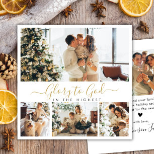 Tarjeta Festiva Gloria a Dios Colaje de Fotos Religiosas de Navida