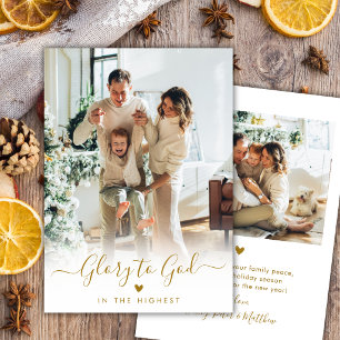 Tarjeta Festiva Gloria a Dios Escritura Dorada Elegante 2 Fotos Na