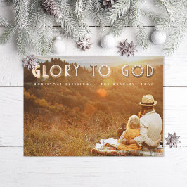 Tarjeta Festiva Gloria a Dios Faux Gold Navidades religiosos Foto