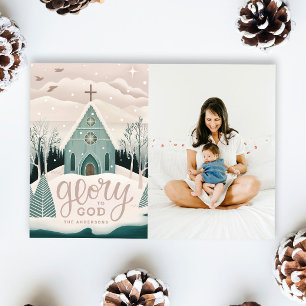 Tarjeta Festiva Gloria a Dios   Foto de Iglesia de Navidades Relig