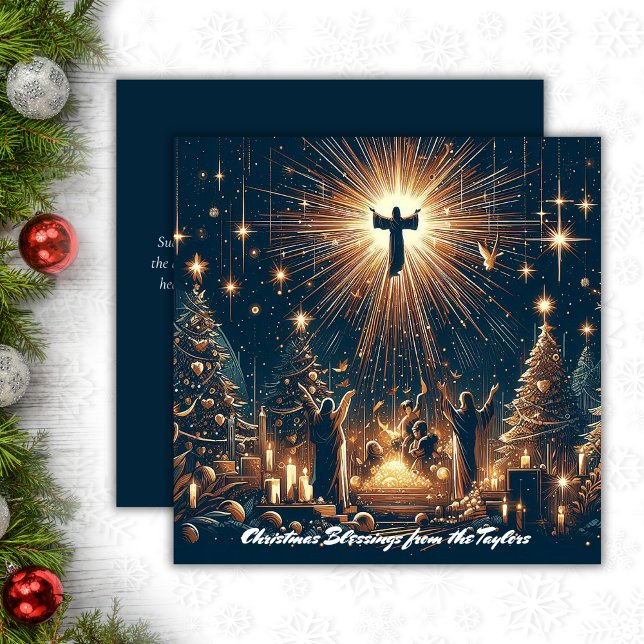 Tarjeta Festiva Gloria a Dios Jesús Navidades cristianos (Glory to God Religious Jesus Christian Christmas Holiday Card)