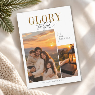 Tarjeta Festiva Gloria a Dios Linterna de Atardecer Religioso Foto