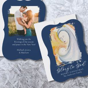 Tarjeta Festiva Gloria a Dios Madonna y Niño Foto Familiar