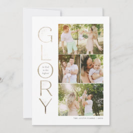 Tarjeta Festiva Gloria a Dios Relieve metalizado dorado falso Navi