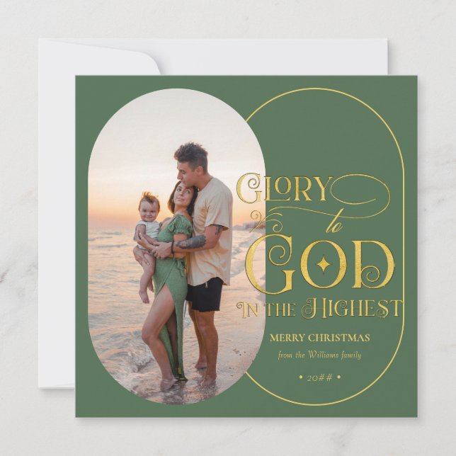 Tarjeta Festiva Gloria a Dios Religioso 2 guión gráfico cristiano (Anverso)