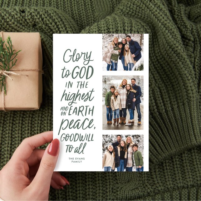 Tarjeta Festiva Gloria a Dios tres Navidades de foto religiosa ver (Subido por el creador)