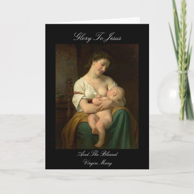 TARJETA FESTIVA GLORIA A JESÚS Y LA MARÍA VIRGEN BENDIDA (Anverso)