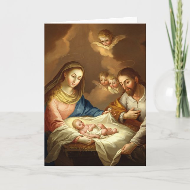 TARJETA FESTIVA GLORIA A LA SANTA FAMILIA (Anverso)