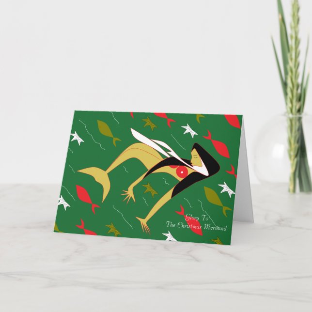 Tarjeta Festiva Gloria A La Sirenita De Los Navidades (Anverso)