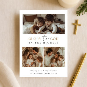 Tarjeta Festiva Gloria Religiosa A Dios Navidades Santo Foto Oro