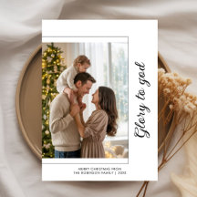 Glory to God Christian Family Christmas Photo Card
