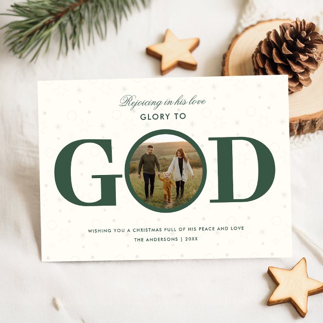 Tarjeta Festiva Glory to God Christian Religious Family Christmas (Subido por el creador)
