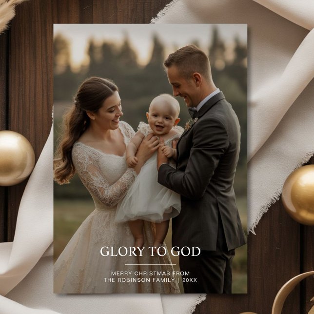 Tarjeta Festiva Glory to God cute family photo holiday card  (Subido por el creador)
