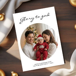 Tarjeta Festiva Glory to God Joyful Family photo christmas card