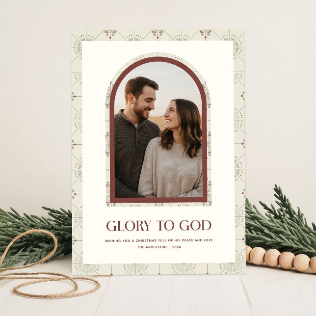 Tarjeta Festiva Glory To God Modern Religious Arch Photo Christmas (Subido por el creador)