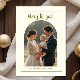 Tarjeta Festiva Glory to God Peace family photo christmas Card