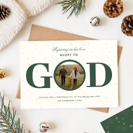 Tarjeta Festiva Glory to God Religious Family Photo Christmas