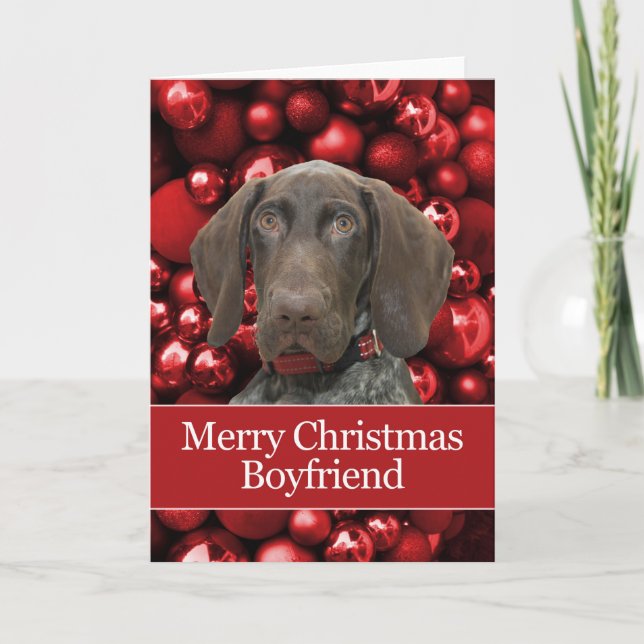 Tarjeta Festiva Glossy Grizzly Boyfriend Merry Christmas (Anverso)