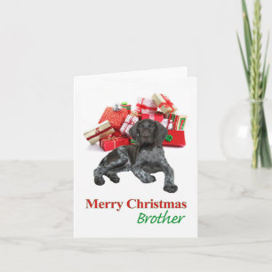 Tarjeta Festiva Glossy Grizzly Brother Merry Christmas
