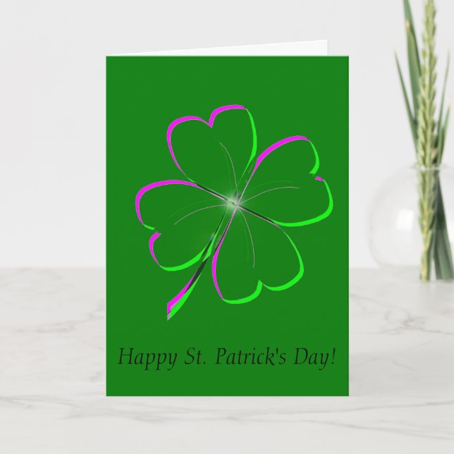 Tarjeta Festiva Glowing Four Leaf Clover (Anverso)