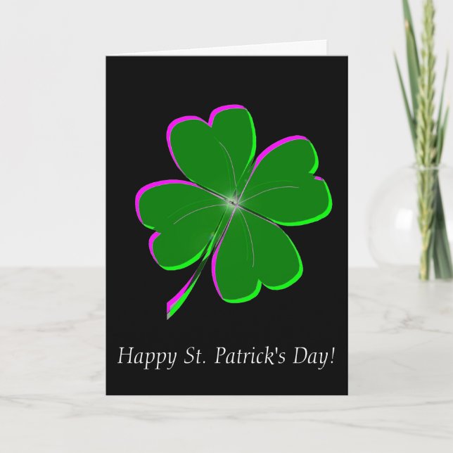 Tarjeta Festiva Glowing Four Leaf Clover (Anverso)