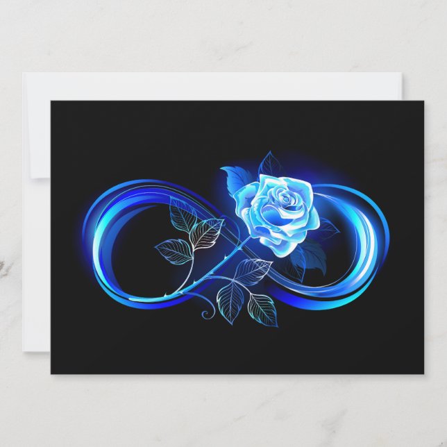 Tarjeta Festiva Glowing infinity with blue rose (Anverso)