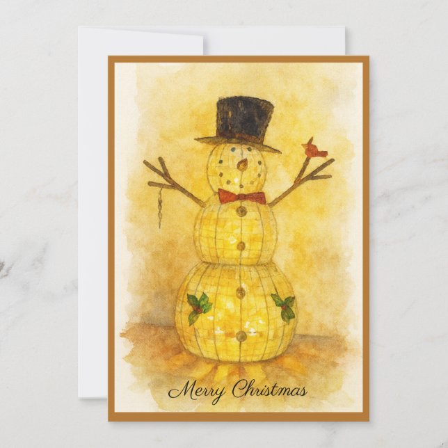 Tarjeta Festiva Glowing Snowman (Anverso)