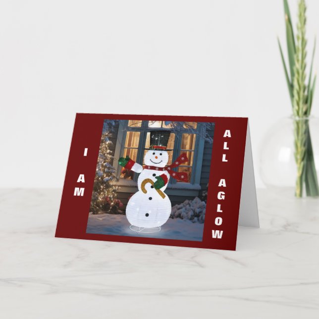 TARJETA FESTIVA GLOWING SNOWMAN DICE "FELIZ NAVIDAD" (Anverso)