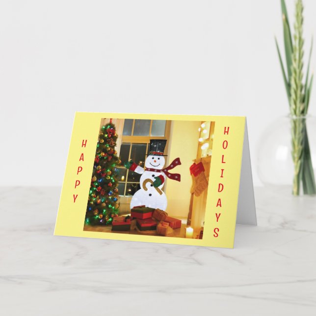 TARJETA FESTIVA GLOWING SNOWMAN DICE "FELIZ NAVIDAD" (Anverso)