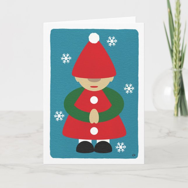 Tarjeta Festiva Gnome Copos de Nieve de Invierno (Anverso)