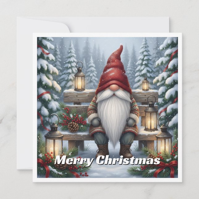 Tarjeta Festiva Gnome de los modernos Navidades no fotográficos co (Anverso)