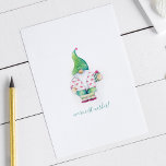 Tarjeta Festiva Gnome de los Navidades de acuarela verde<br><div class="desc">Esta linda tarjeta navideña muestra a mis Navidades de acuarela pintados a mano con una larga camisa de flamencos gorra y rosa sobre un fondo blanco fresco con las palabras Deseos más cálidos en una moderna tipografía con letras escritas a mano. Personaliza las palabras para que se ajusten a tus...</div>