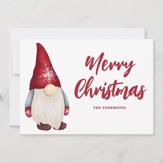 Tarjeta Festiva Gnome de los Navidades pequeños (Anverso)